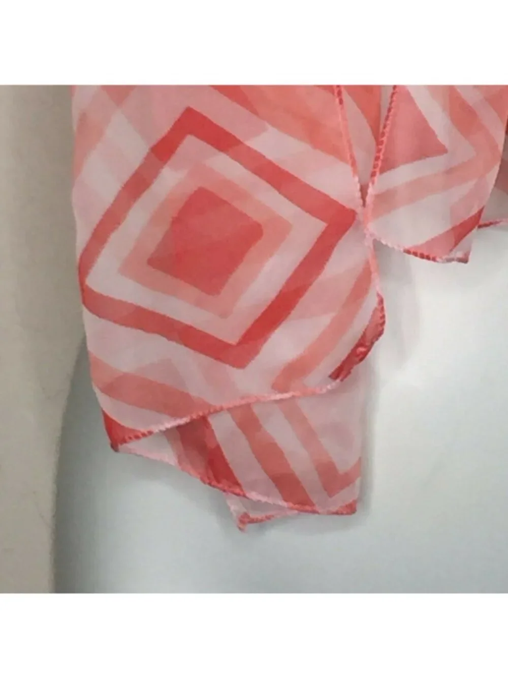 Womens Peach White Diamond Geometric Scarf Accessories Fashion One Size 30